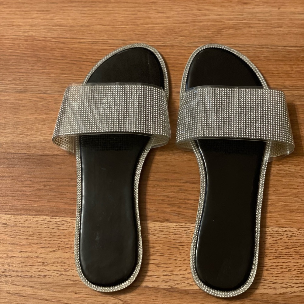 Black rhinestone sandals